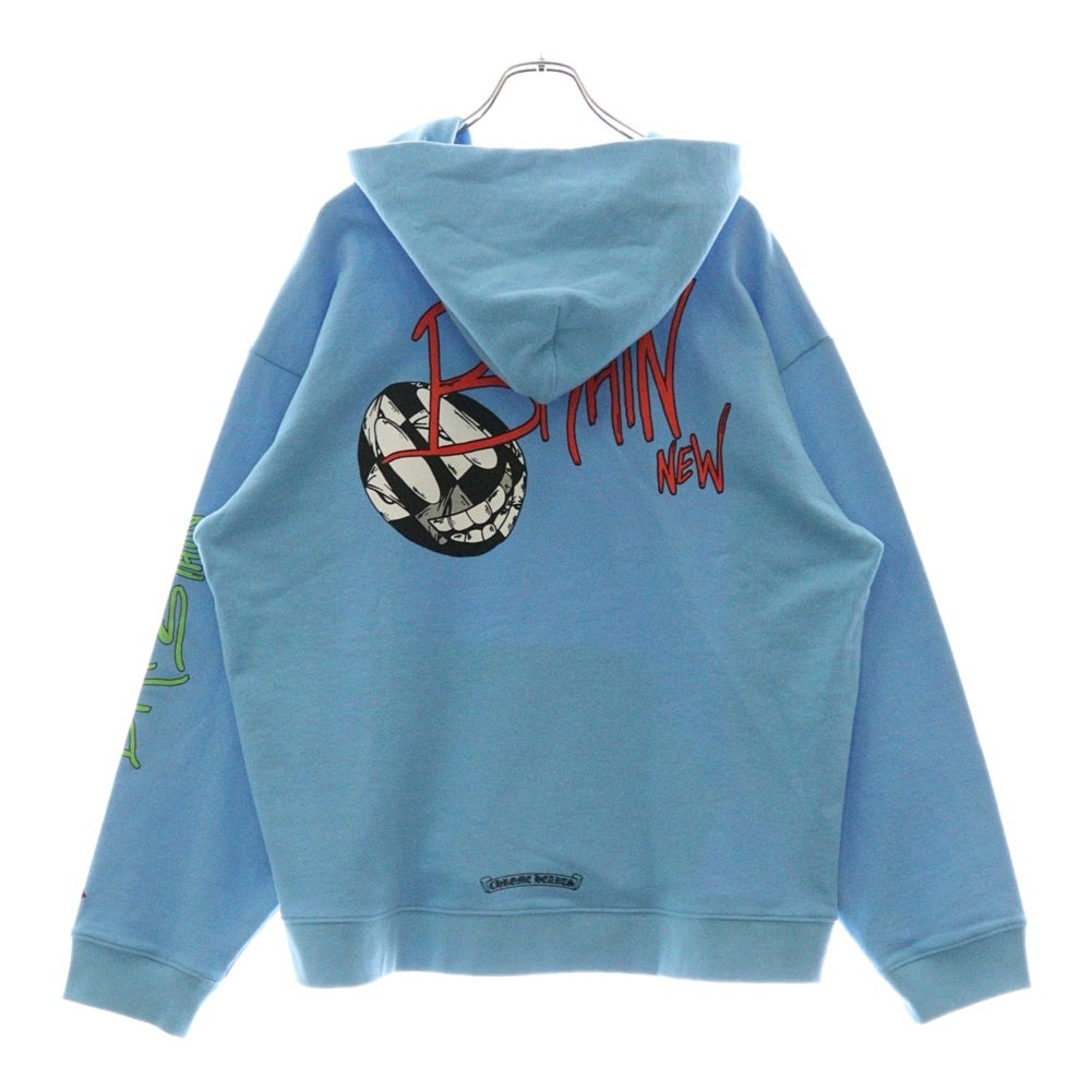 CHROME HEARTS(クロムハーツ) 24SS ×MATTY BOY BRAIN NEW PULLOVER HOODIE マッティボーイ ブレインニュー プリントフーディー プルオーバーパーカー ブルー