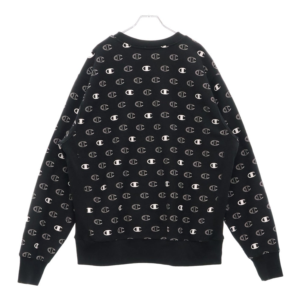 CHAMPION(チャンピオン) リバース ウィーブ 総柄 クルーネック スウェット トレーナー ブラック 072019