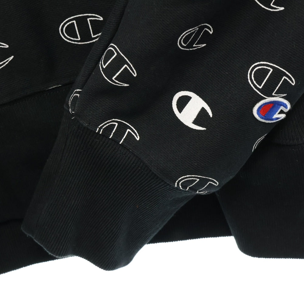CHAMPION(チャンピオン) リバース ウィーブ 総柄 クルーネック スウェット トレーナー ブラック 072019