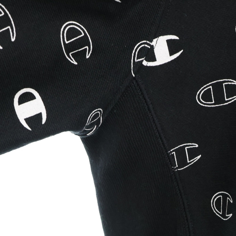 CHAMPION(チャンピオン) リバース ウィーブ 総柄 クルーネック スウェット トレーナー ブラック 072019