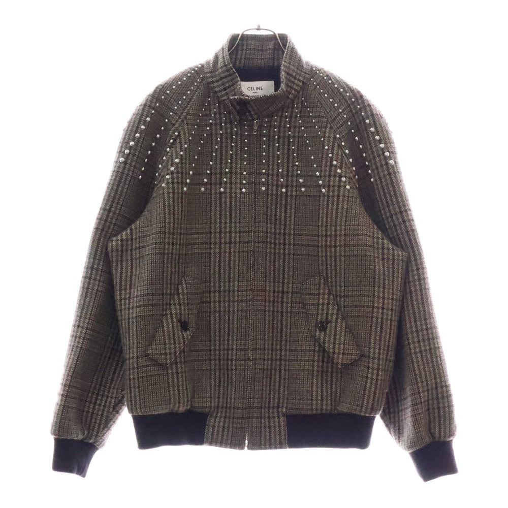 CELINE(セリーヌ) 22AW TEDDY JACKET WITH STAND UP COLLAR IN CHECKED WOOL ウール ハンティング チェック テディ ジャケット ブラウン 2V20L826R