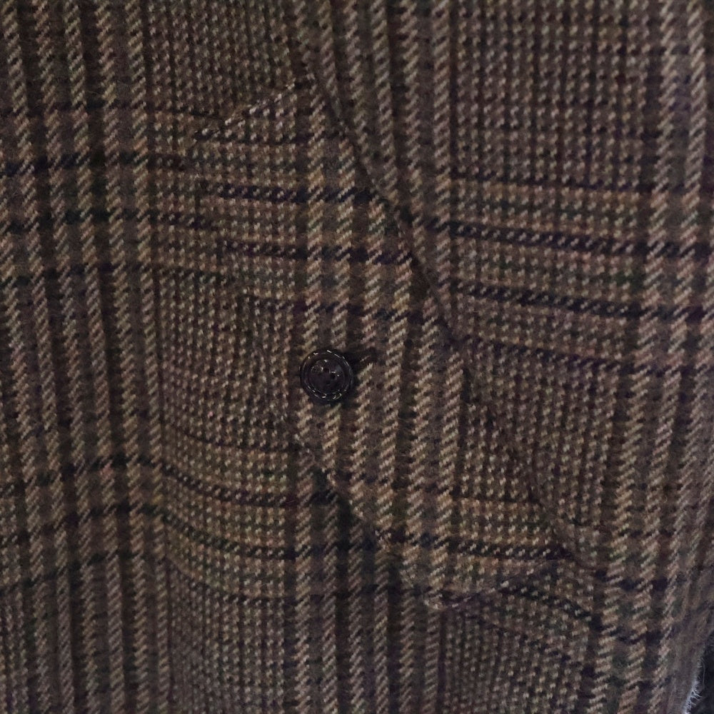 CELINE(セリーヌ) 22AW TEDDY JACKET WITH STAND UP COLLAR IN CHECKED WOOL ウール ハンティング チェック テディ ジャケット ブラウン 2V20L826R