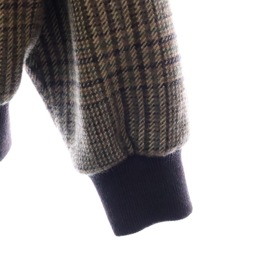 CELINE(セリーヌ) 22AW TEDDY JACKET WITH STAND UP COLLAR IN CHECKED WOOL ウール ハンティング チェック テディ ジャケット ブラウン 2V20L826R