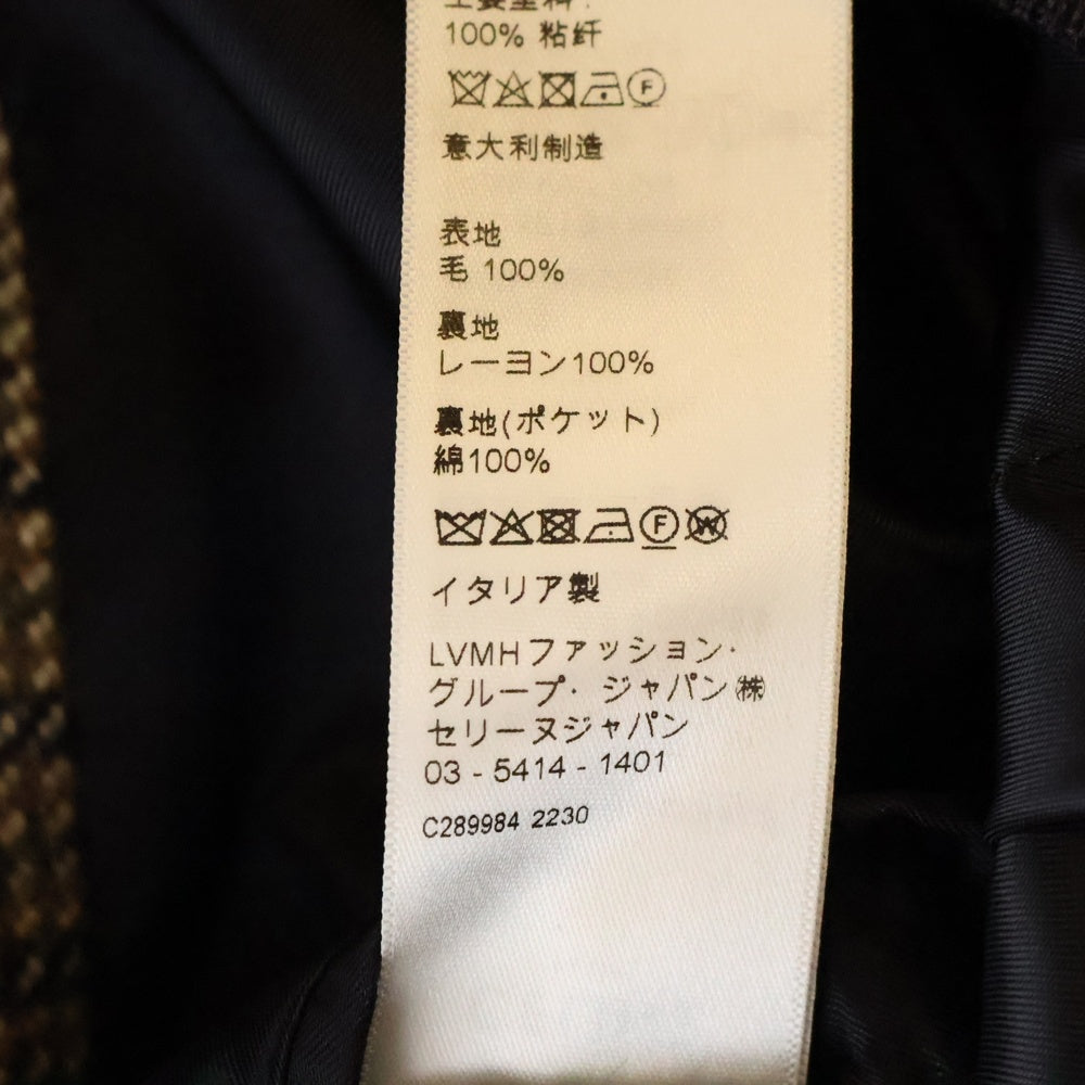 CELINE(セリーヌ) 22AW TEDDY JACKET WITH STAND UP COLLAR IN CHECKED WOOL ウール ハンティング チェック テディ ジャケット ブラウン 2V20L826R