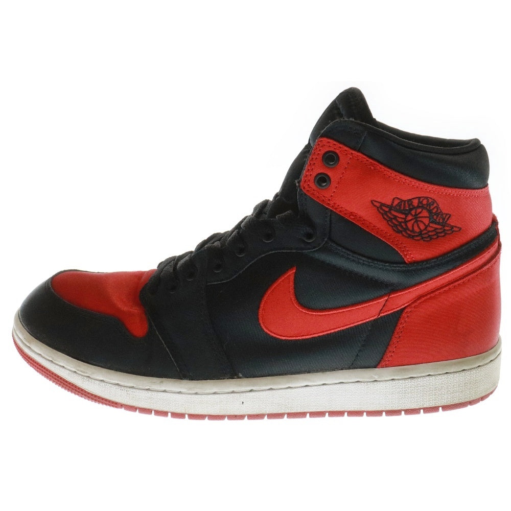 NIKE(ナイキ) WMNS AIR JORDAN 1 RETRO HIGH OG Satin Bred ウィメンズ エアジョーダン サテン ブレッド ハイカットスニーカー ブラック/レッド US10.5/27.5cm FD4810-061
