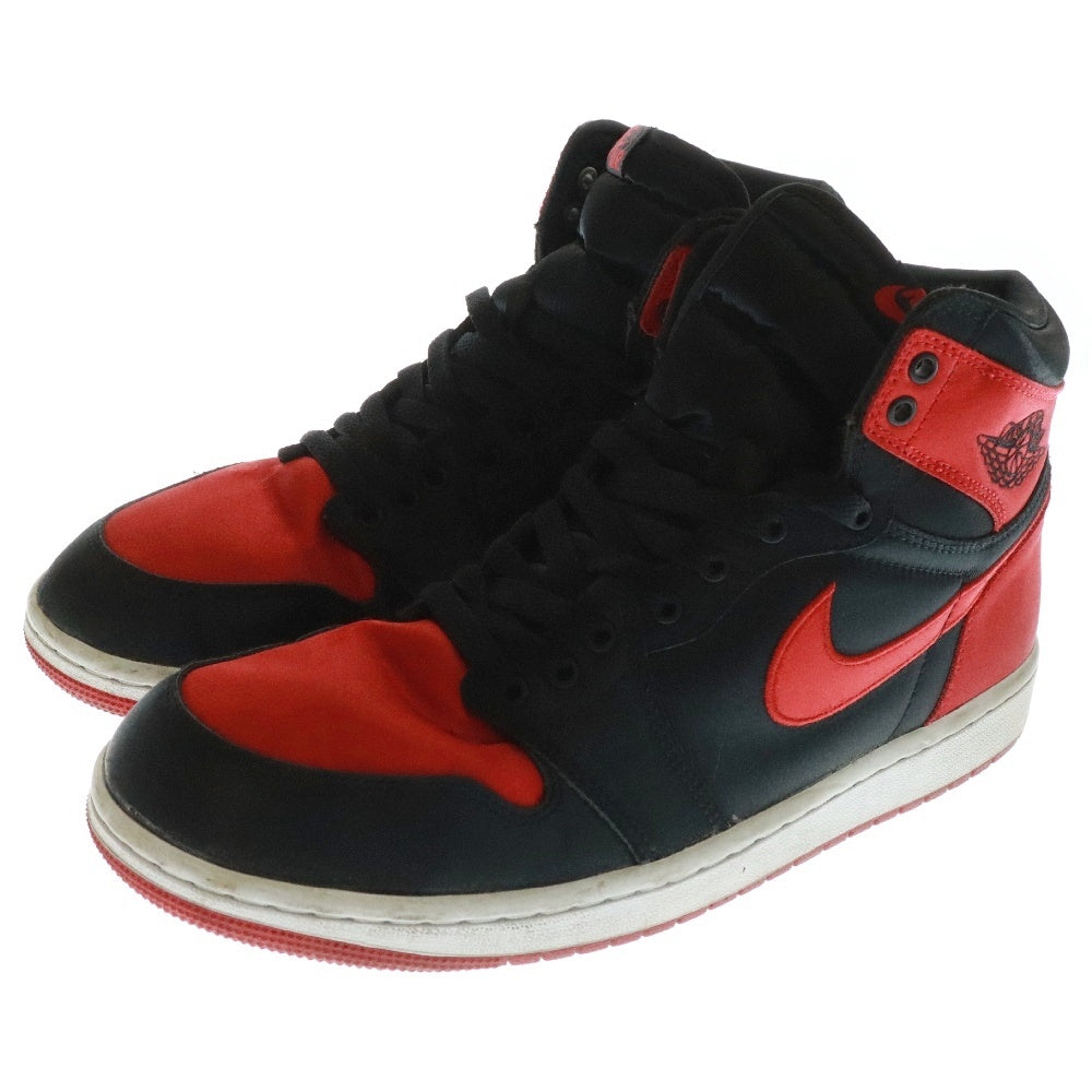 NIKE(ナイキ) WMNS AIR JORDAN 1 RETRO HIGH OG Satin Bred ウィメンズ エアジョーダン サテン ブレッド ハイカットスニーカー ブラック/レッド US10.5/27.5cm FD4810-061