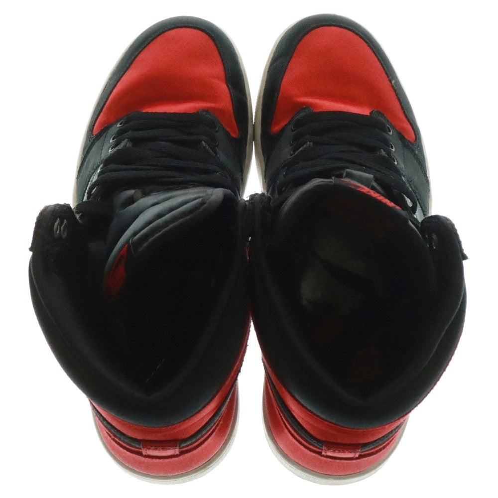 NIKE(ナイキ) WMNS AIR JORDAN 1 RETRO HIGH OG Satin Bred ウィメンズ エアジョーダン サテン ブレッド ハイカットスニーカー ブラック/レッド US10.5/27.5cm FD4810-061