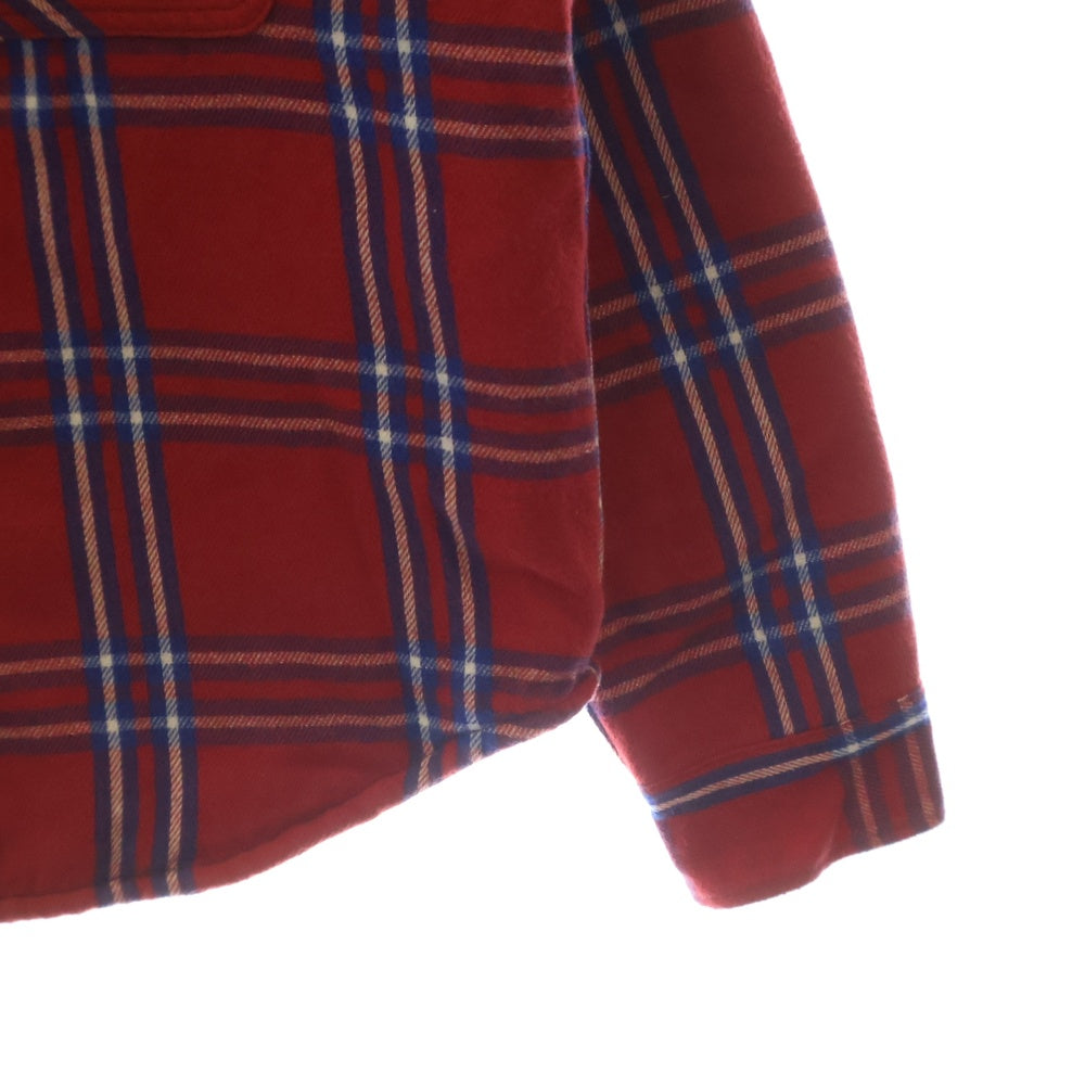 SAINT MICHAEL(セントマイケル) 24AW SHIRT JK FRANNEL QLT フランネル チェック キルティング フーデッド シャツ ジャケット レッド SM-YS1-0000-060
