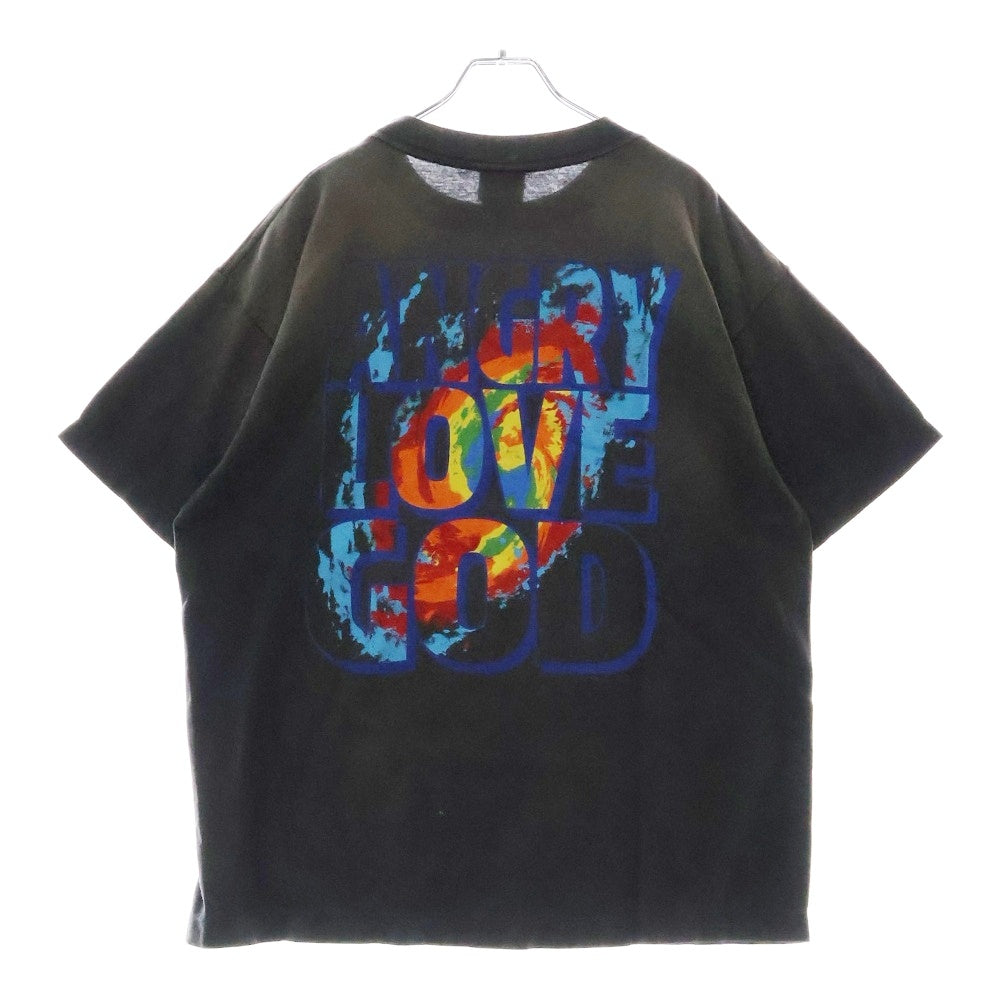 SAINT MICHAEL(セントマイケル) 24AW ×Cactus Plant Flea Market CP_SS TEE/ ANGRY LV GD カクタスプラントフリーマーケット ヴィンテージ加工 クルーネック 半袖Tシャツ SM-YS1-0000-C05