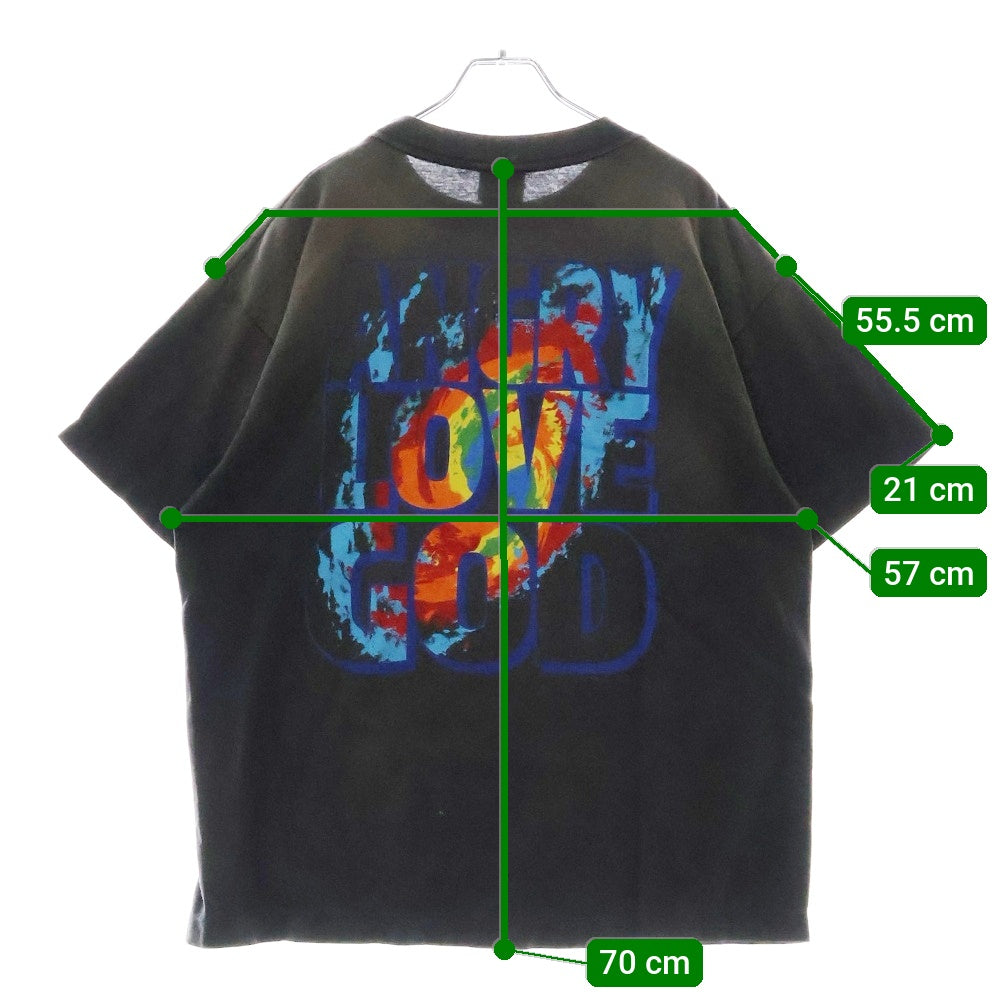 SAINT MICHAEL(セントマイケル) 24AW ×Cactus Plant Flea Market CP_SS TEE/ ANGRY LV GD カクタスプラントフリーマーケット ヴィンテージ加工 クルーネック 半袖Tシャツ SM-YS1-0000-C05
