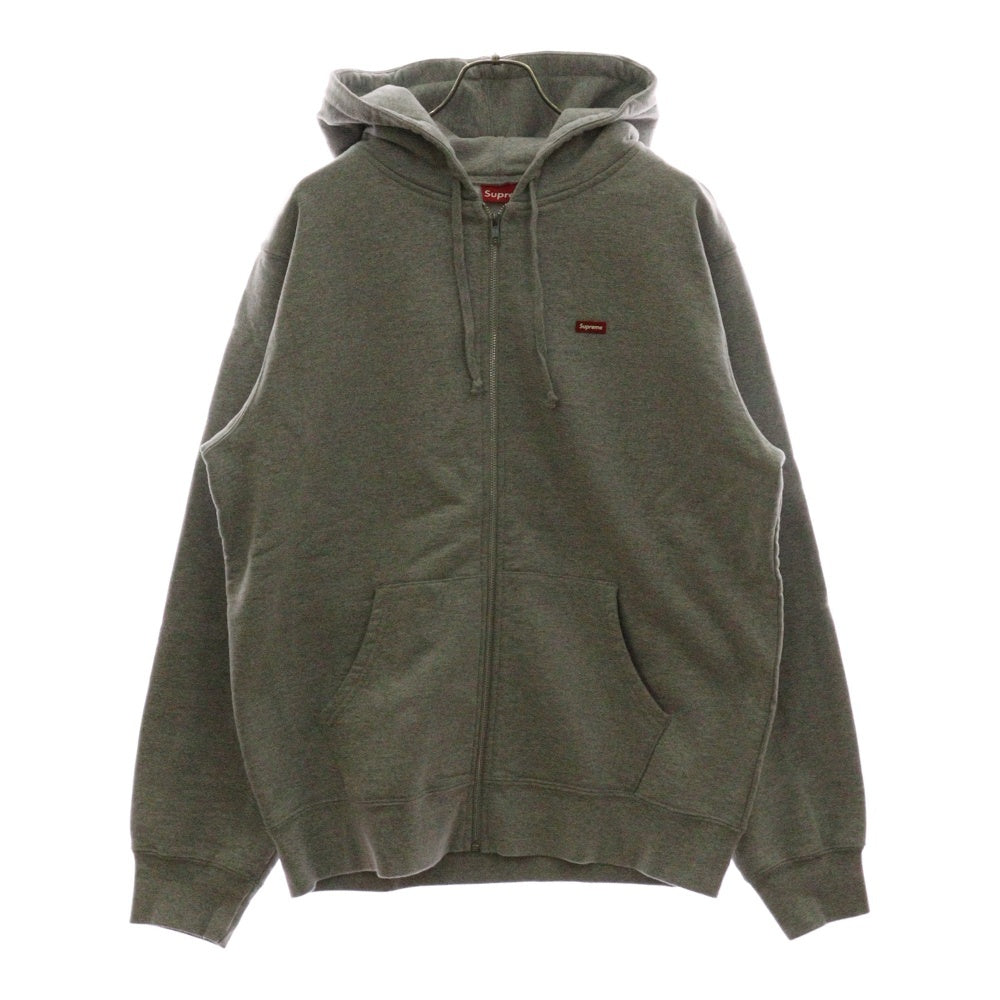 SUPREME(シュプリーム) 19SS Small Box Zip Up Sweatshirt スモールボックス ロゴ ラバー スウェット ジップアップ パーカー グレー