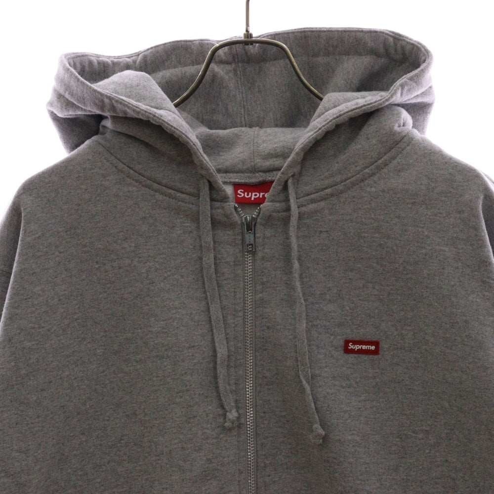 SUPREME(シュプリーム) 19SS Small Box Zip Up Sweatshirt スモールボックス ロゴ ラバー スウェット ジップアップ パーカー グレー