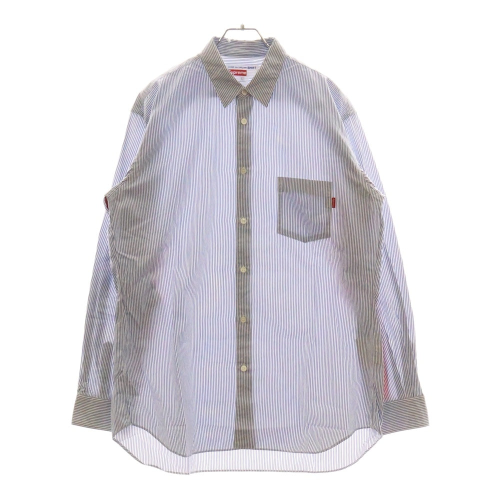 SUPREME(シュプリーム) 12SS×COMME des GARCOMS SHIRT GUSSET SHIRT コムデギャルソン ガセットシャツ ストライプ長袖シャツ ブルー S27SS12