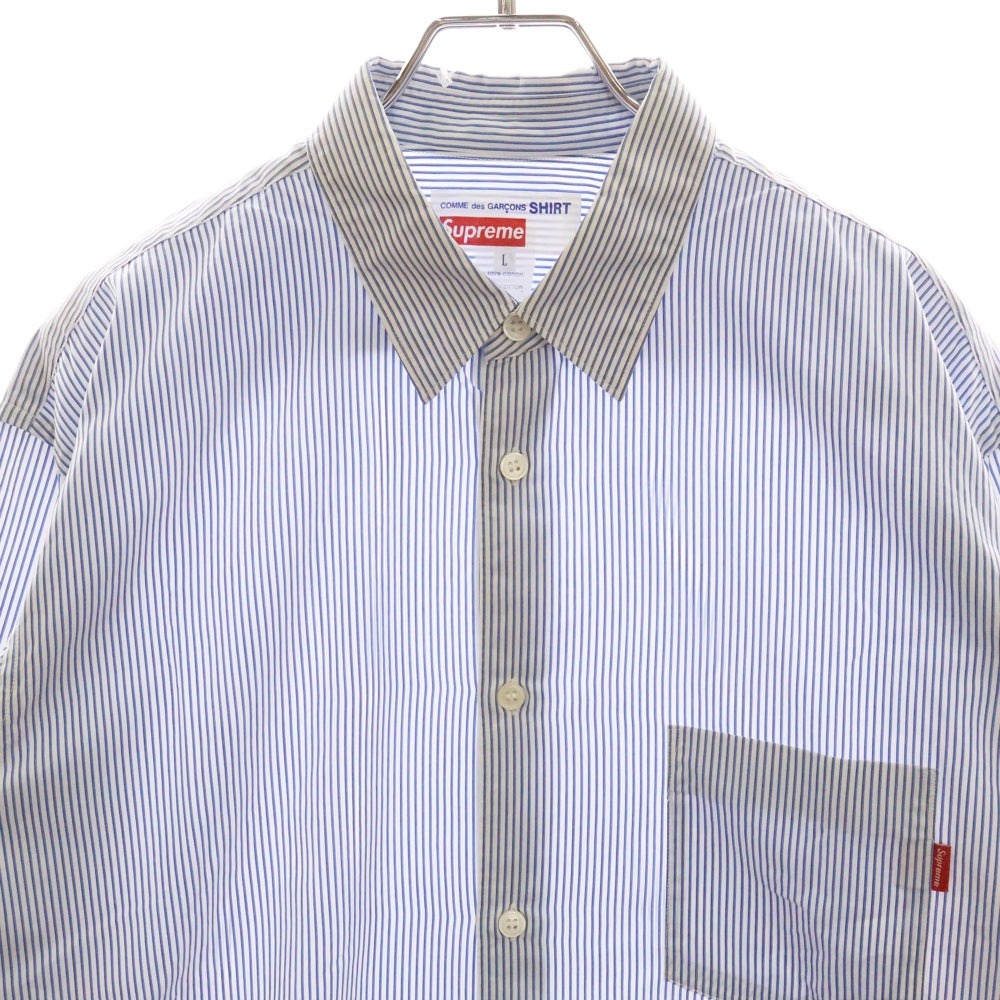 SUPREME(シュプリーム) 12SS×COMME des GARCOMS SHIRT GUSSET SHIRT コムデギャルソン ガセットシャツ ストライプ長袖シャツ ブルー S27SS12