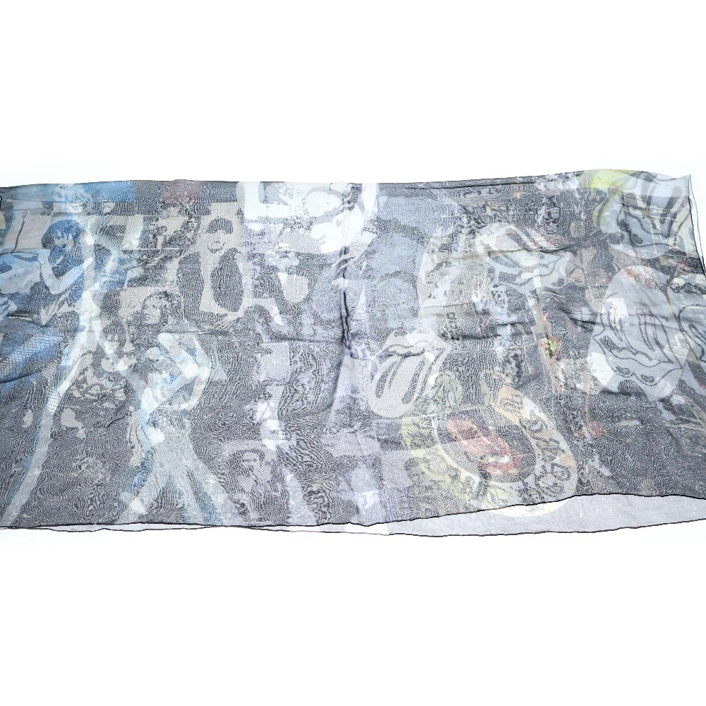 CHROME HEARTS(クロムハーツ) LIPSTONGUE ROLLING STONES SILK SCARF リップアンドタン ローリングストーンズ シルク スカーフ ブラック
