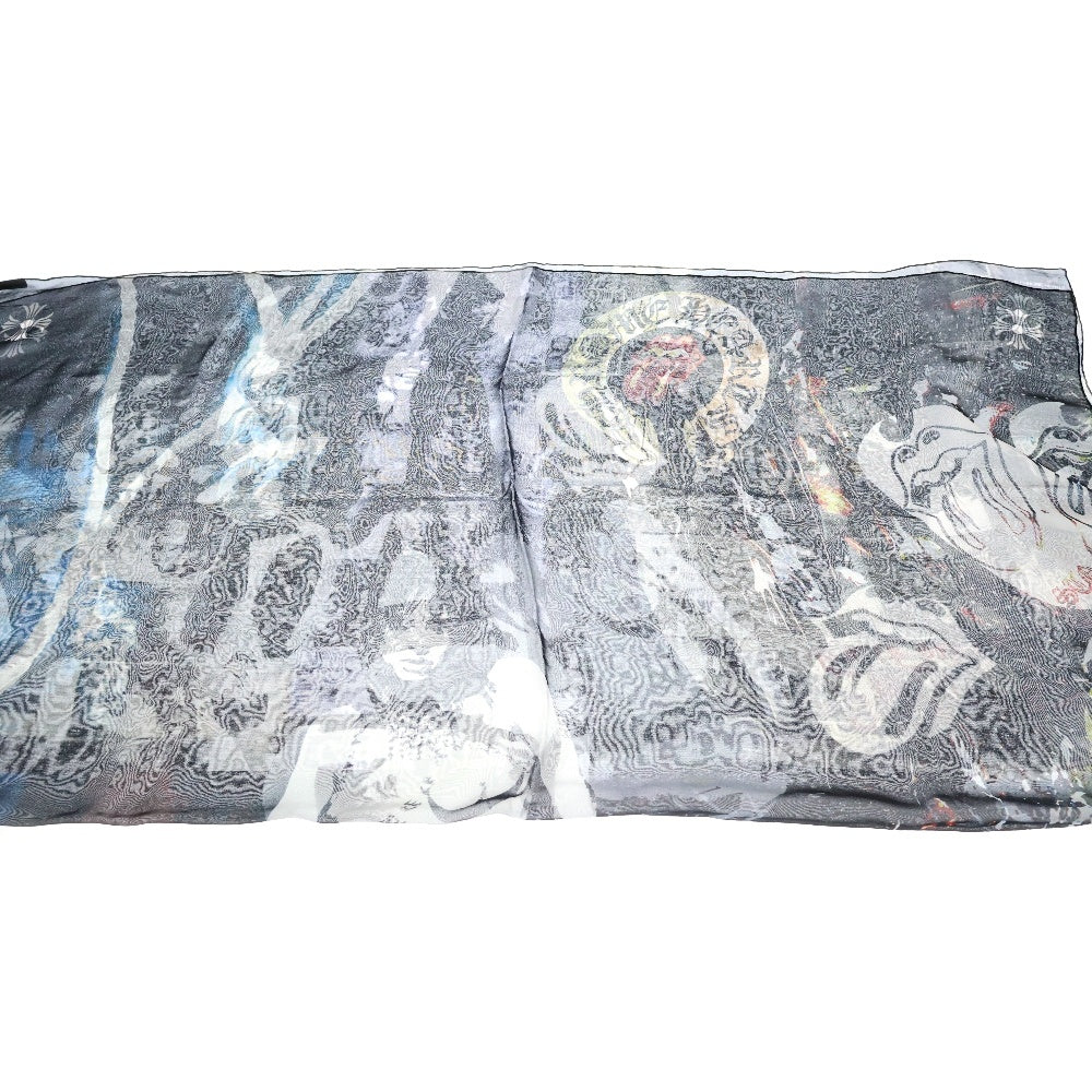 CHROME HEARTS(クロムハーツ) LIPSTONGUE ROLLING STONES SILK SCARF リップアンドタン ローリングストーンズ シルク スカーフ ブラック