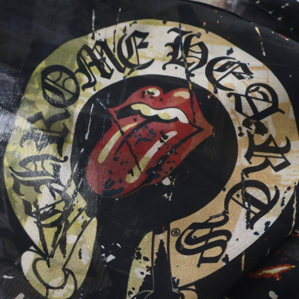 CHROME HEARTS(クロムハーツ) LIPSTONGUE ROLLING STONES SILK SCARF リップアンドタン ローリングストーンズ シルク スカーフ ブラック