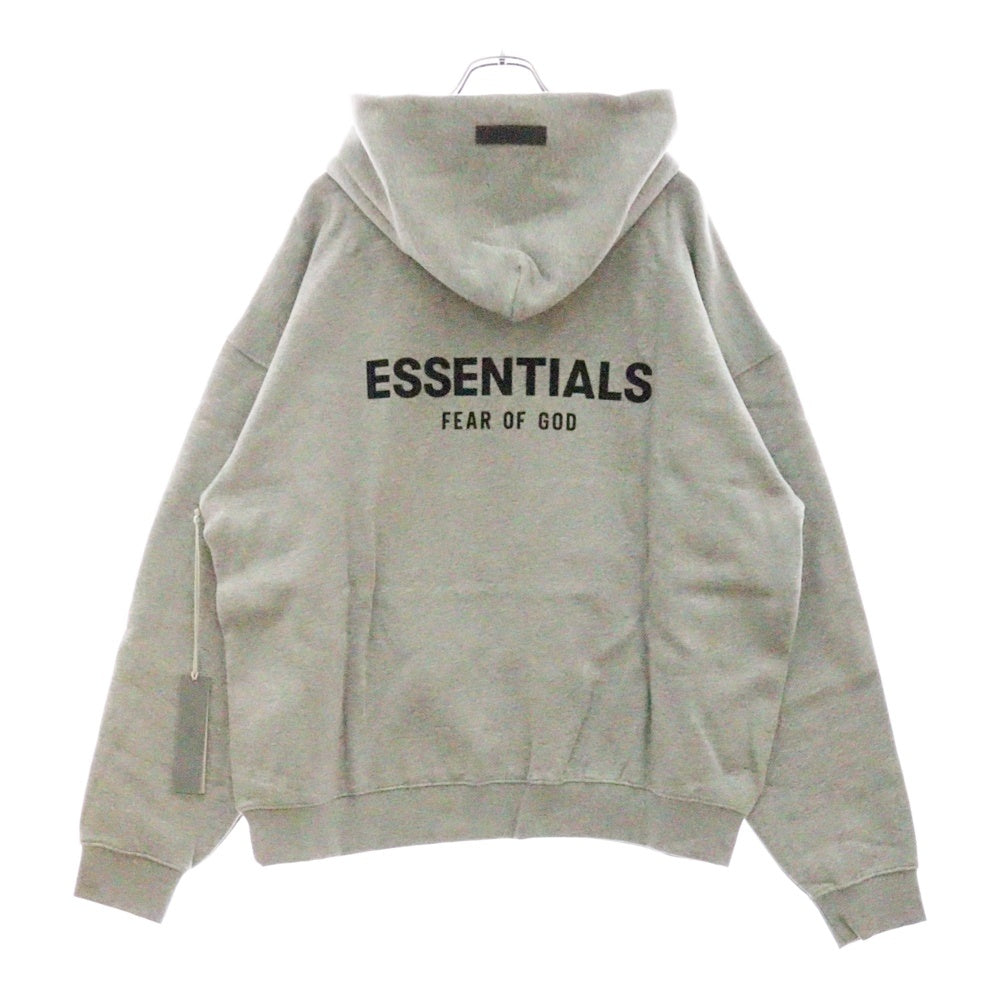 ESSENTIALS FEAR OF GOD(エッセンシャル フィアオブゴッド) Flocky Back Logo Sweat Pullover Parka フロッキーバックロゴプリントスウェットプルオーバーパーカー グレー