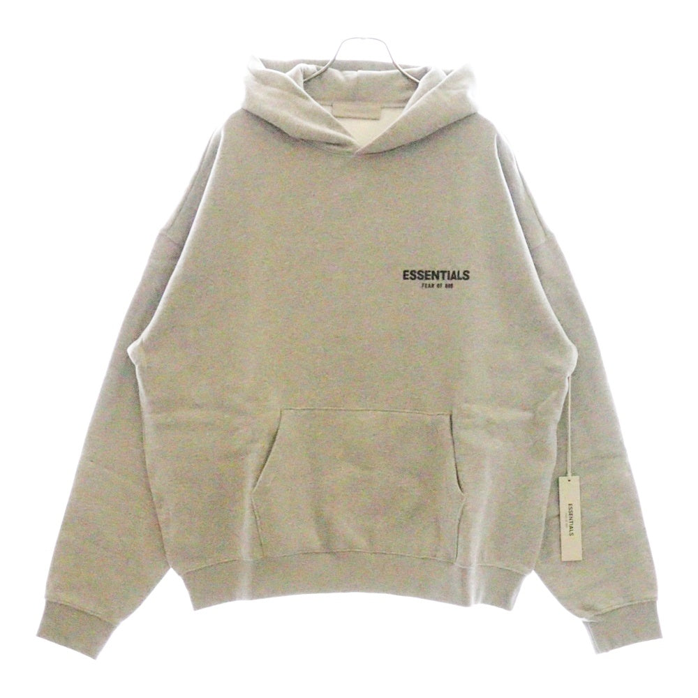 ESSENTIALS FEAR OF GOD(エッセンシャル フィアオブゴッド) Flocky Back Logo Sweat Pullover Parka フロッキーバックロゴプリントスウェットプルオーバーパーカー グレー
