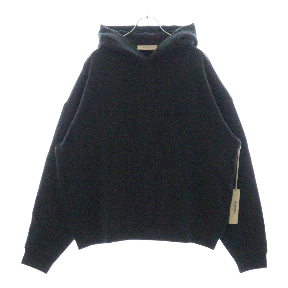 ESSENTIALS FEAR OF GOD(エッセンシャル フィアオブゴッド) Flocky Back Logo Sweat Pullover Parka フロッキーバックロゴプリントスウェットプルオーバーパーカー ブラック
