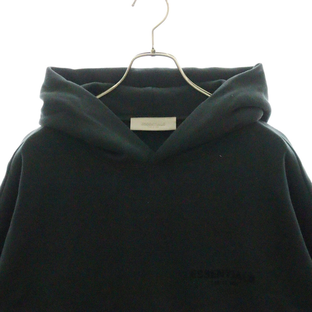 ESSENTIALS FEAR OF GOD(エッセンシャル フィアオブゴッド) Flocky Back Logo Sweat Pullover Parka フロッキーバックロゴプリントスウェットプルオーバーパーカー ブラック
