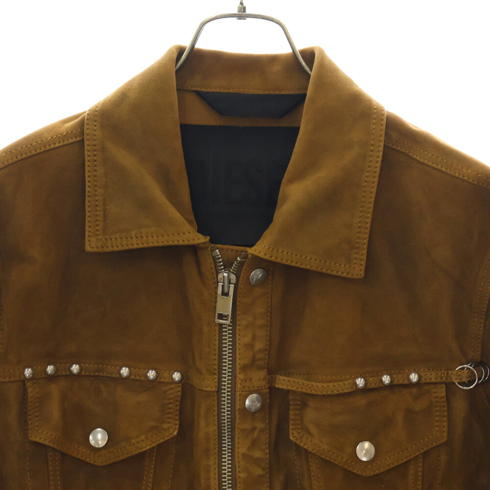 DIESEL(ディーゼル) SUEDE LEATHER L-DEAN JACKET スウェードレザー ジップアップ ジャケット ブラウン