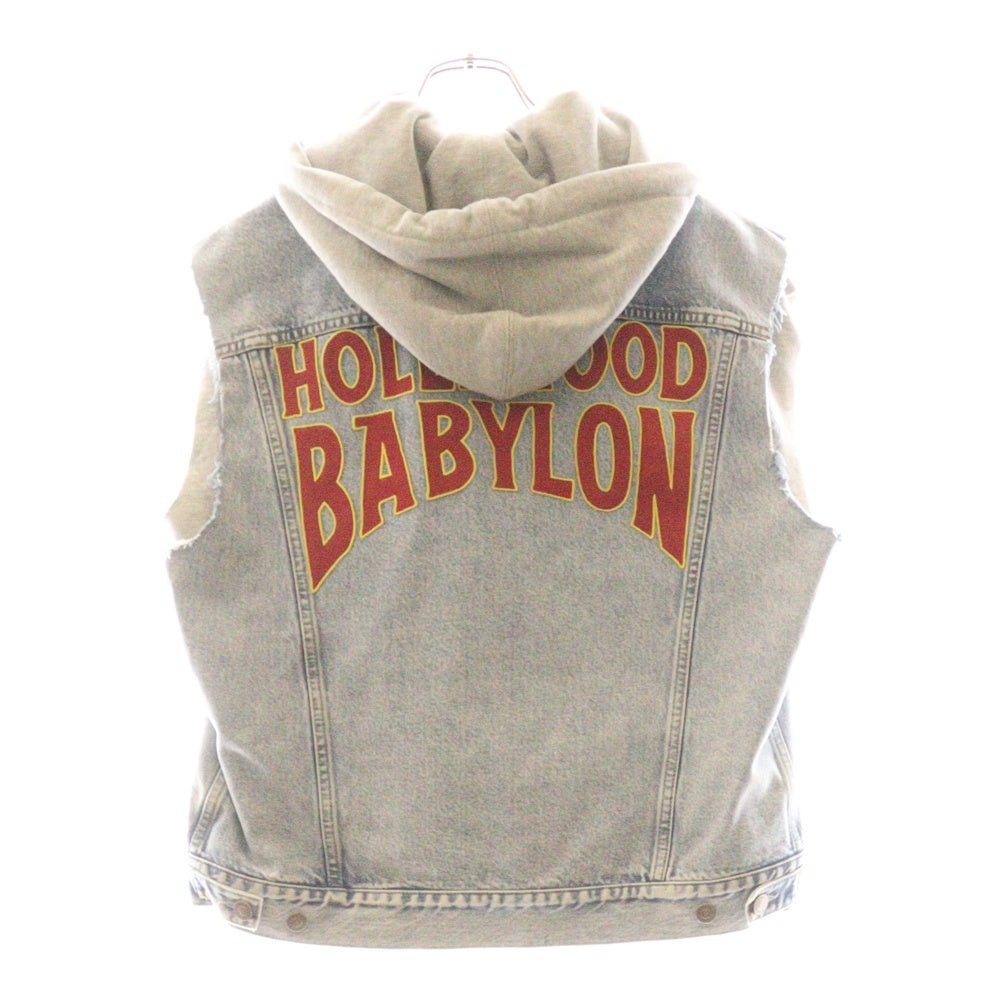 GUCCI(グッチ) 22SS Hollywood Babylon Denim Hoodie Vest ハリウッドバビロン デニムフーディ ベスト インディゴ/グレー 697042 XDB0U