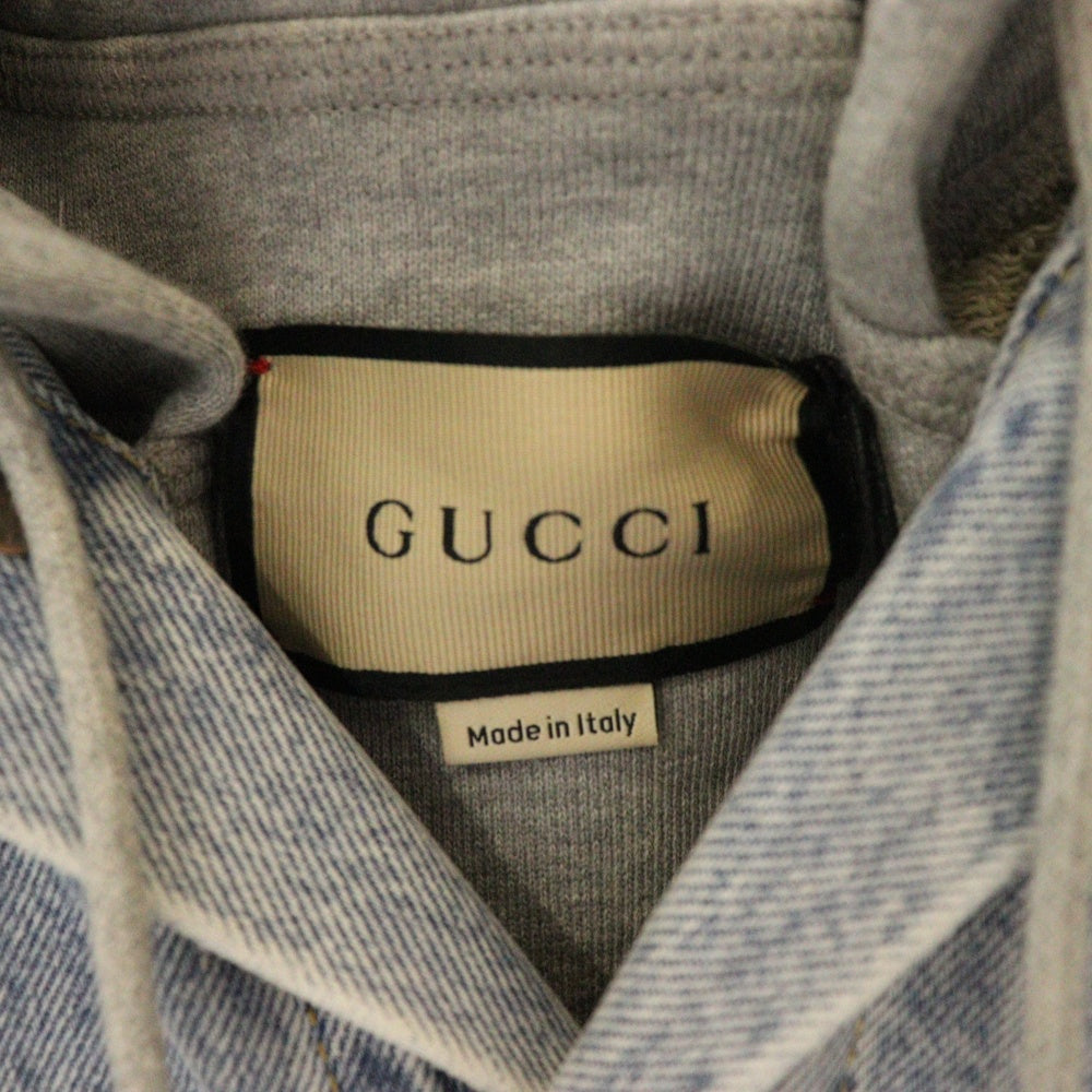 GUCCI(グッチ) 22SS Hollywood Babylon Denim Hoodie Vest ハリウッドバビロン デニムフーディ ベスト インディゴ/グレー 697042 XDB0U