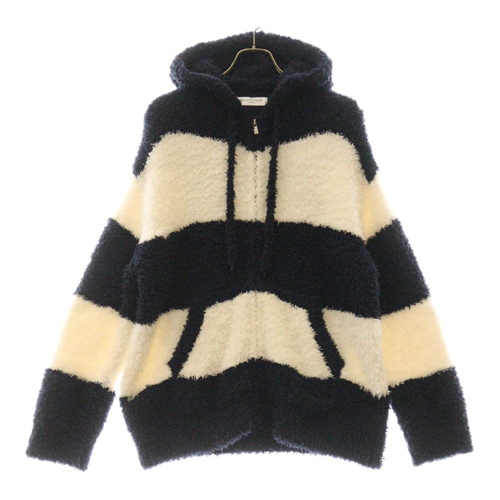 gelato pique HOMME(ジェラートピケオム) Pile Zip Up Hoodie パイル地 ボーダー ジップアップパーカー ネイビー/ホワイト PMNT225939