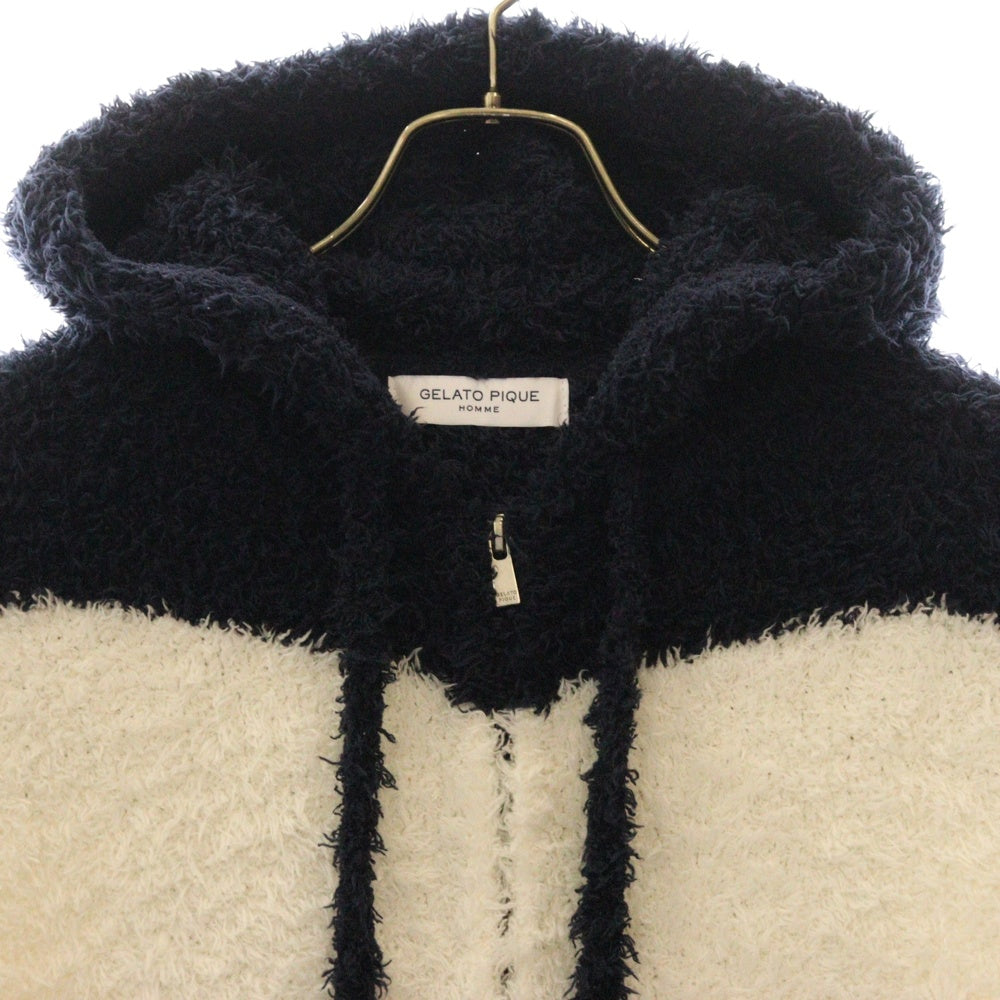 gelato pique HOMME(ジェラートピケオム) Pile Zip Up Hoodie パイル地 ボーダー ジップアップパーカー ネイビー/ホワイト PMNT225939