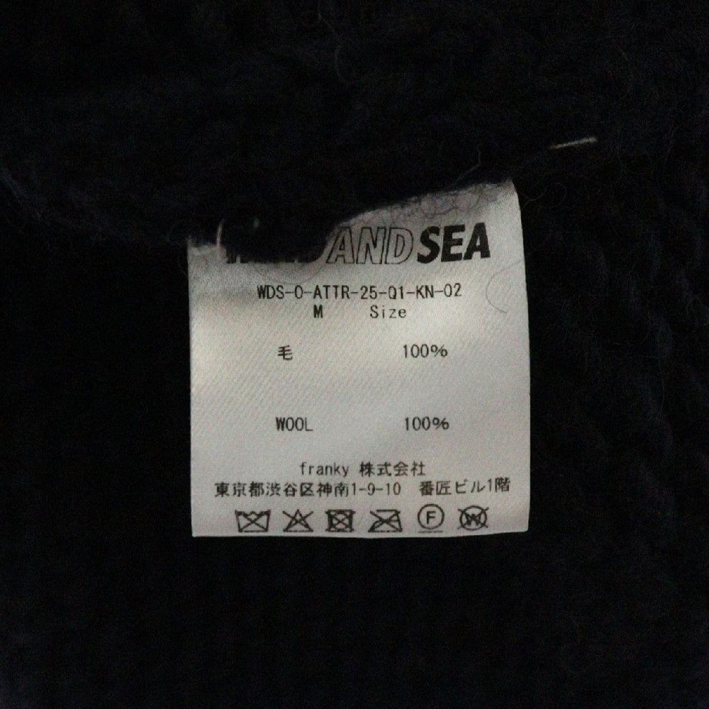 WIND AND SEA(ウィンダンシー) Logo Patch Cowichan Jacket ロゴパッチ カウチン ニットジャケット ネイビー/ホワイト WDS-O-ATTR-25-01-KN-02