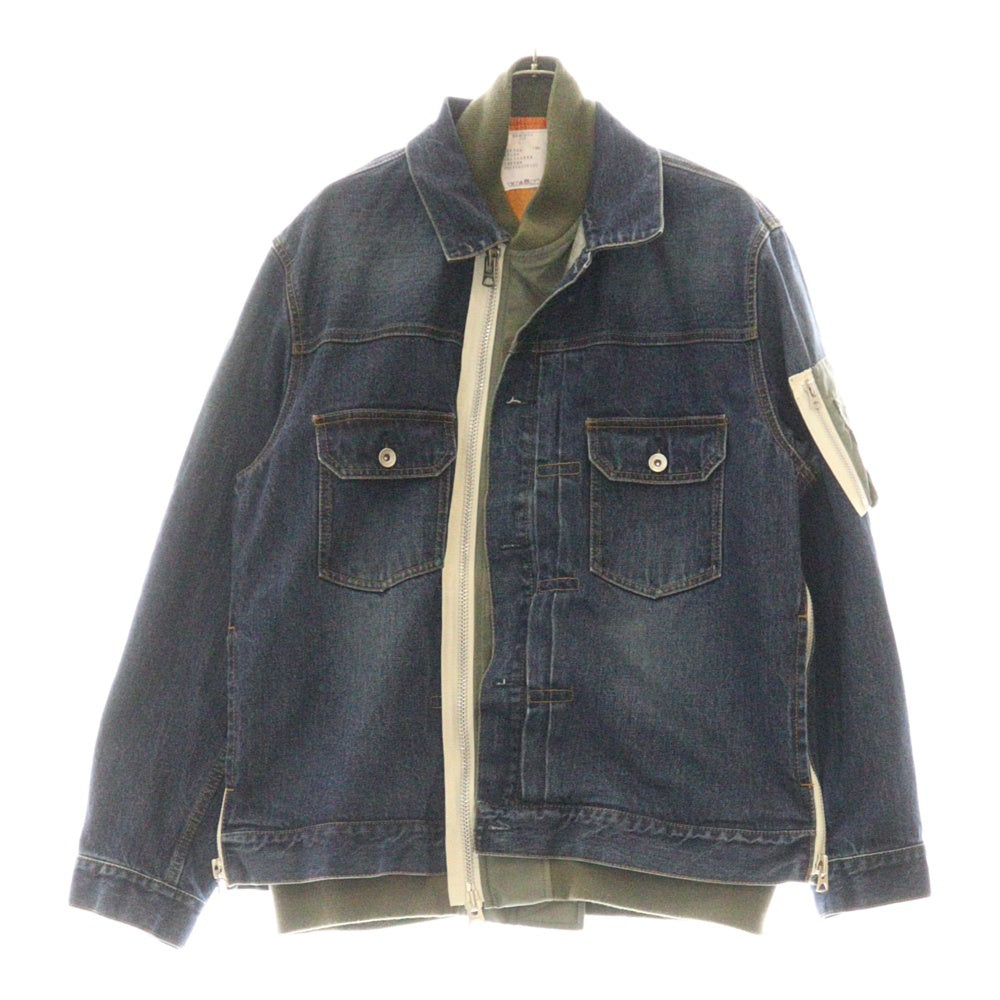 Sacai(サカイ) Denim Nylon Twill Jacket デニムドッキング ナイロンジャケット インディゴ/カーキ SCM-205