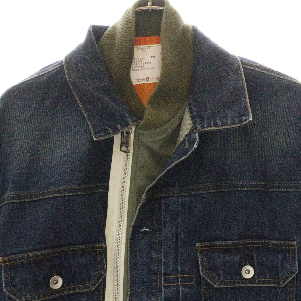 Sacai(サカイ) Denim Nylon Twill Jacket デニムドッキング ナイロンジャケット インディゴ/カーキ SCM-205