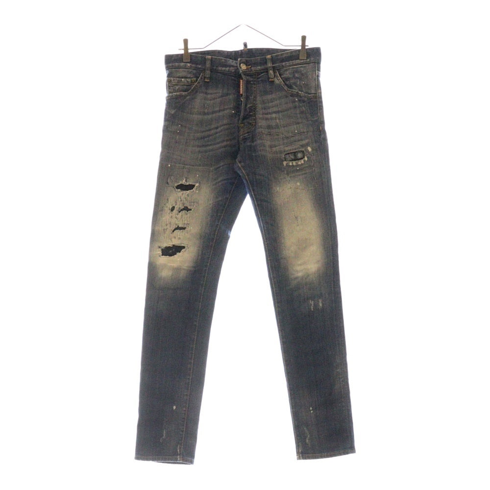 DSQUARED2(ディースクエアード) 16SS ダメージ加工 ボタンフライ スキニー デニムパンツ インディゴ S74LA0902 S30342