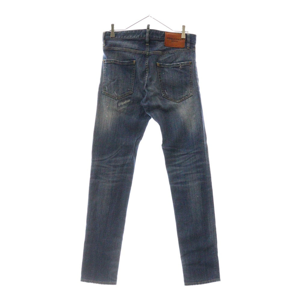 DSQUARED2(ディースクエアード) 16SS ダメージ加工 ボタンフライ スキニー デニムパンツ インディゴ S74LA0902 S30342