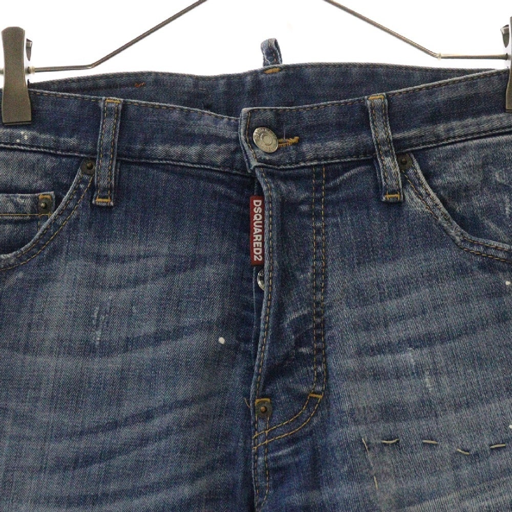 DSQUARED2(ディースクエアード) 16SS ダメージ加工 ボタンフライ スキニー デニムパンツ インディゴ S74LA0902 S30342