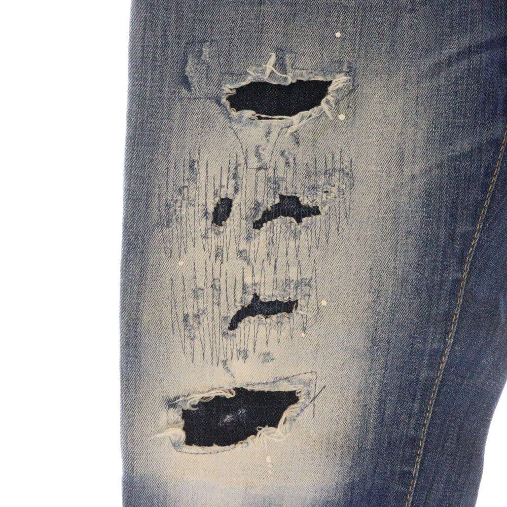 DSQUARED2(ディースクエアード) 16SS ダメージ加工 ボタンフライ スキニー デニムパンツ インディゴ S74LA0902 S30342