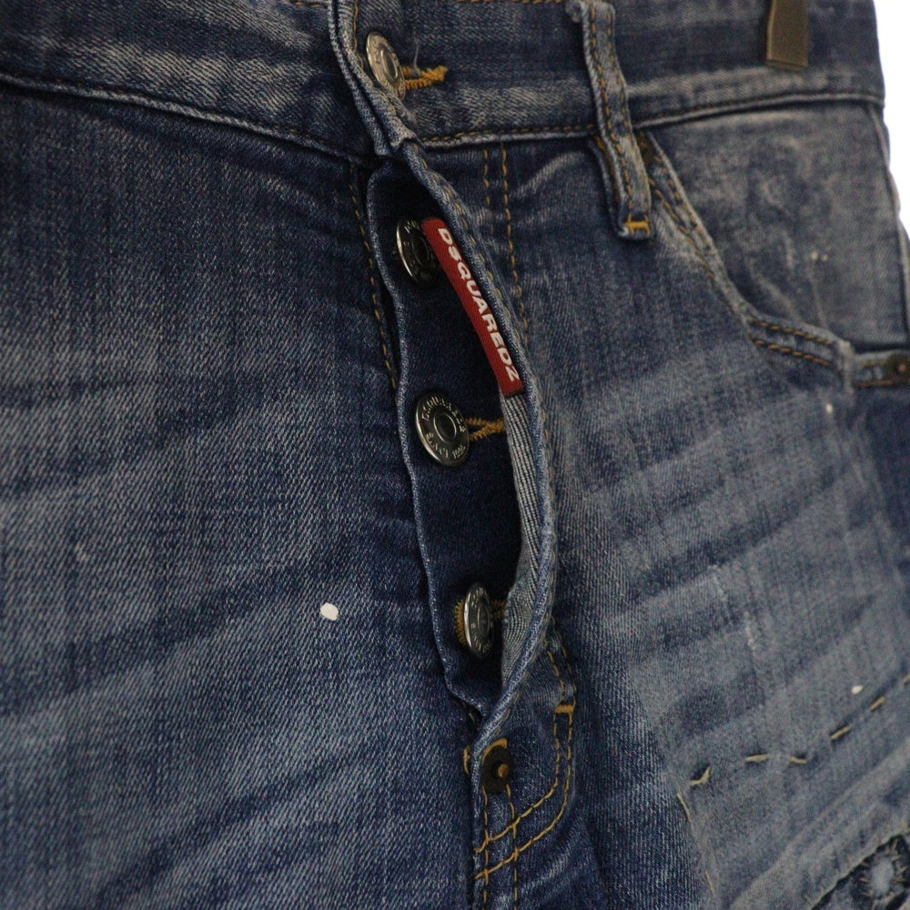 DSQUARED2(ディースクエアード) 16SS ダメージ加工 ボタンフライ スキニー デニムパンツ インディゴ S74LA0902 S30342