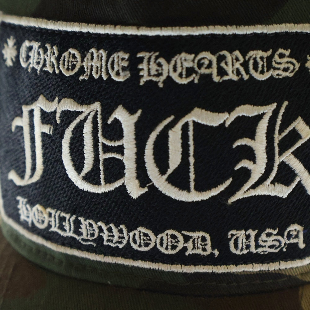 CHROME HEARTS(クロムハーツ) OLD FUCK TRUCKER CAP CAMO オールド FUCKパッチ クロスボール付 メッシュ トラッカーキャップ 帽子 カモフラ 迷彩 カーキ
