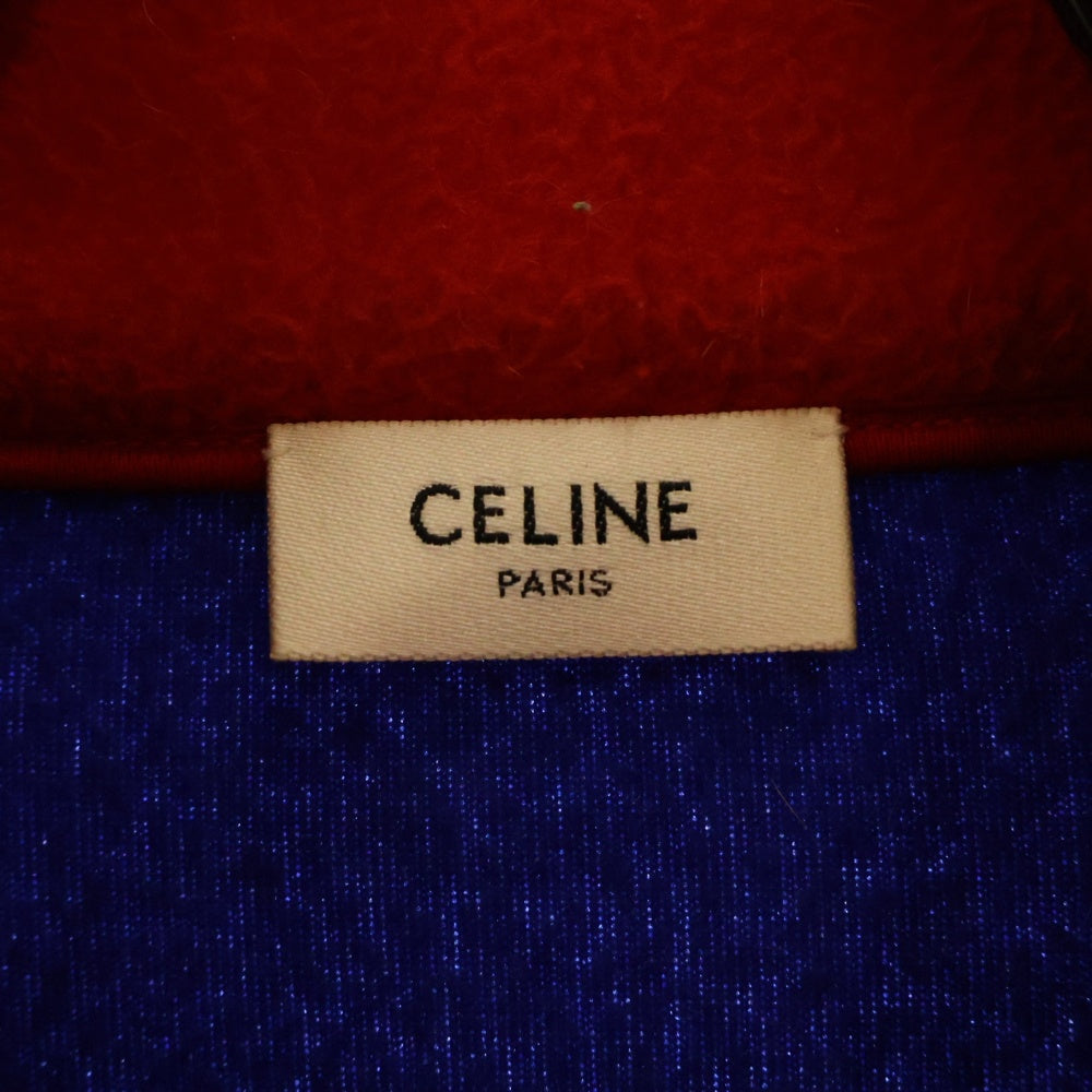 CELINE(セリーヌ) 21SS LOOSE COLORBLOCK SWEATSHIRT IN POLAR FLEECE カラーブロック ルーズ フリース ジップアップジャケット ブルゾン レオパード ブルー/レッド