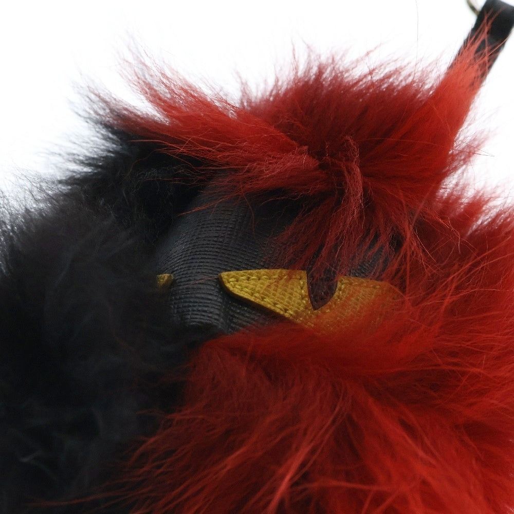 FENDI(フェンディ) バッグバグズ モンスター バイカラー ファー キーホルダー チャーム ブラック/レッド 7AR386