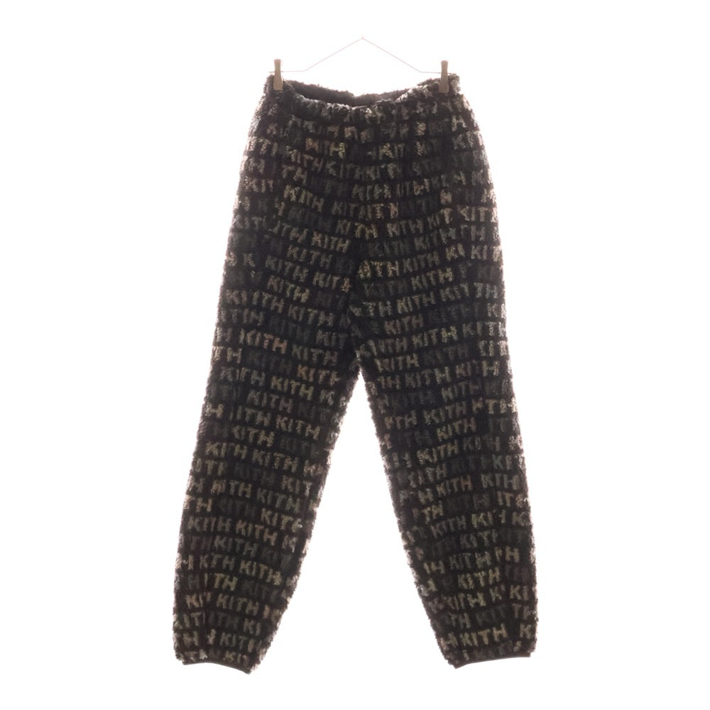 KITH(キス) Multi Monogram Jogger マルチ モノグラム ジャガード フリース ロングパンツ ブラック KHW060265