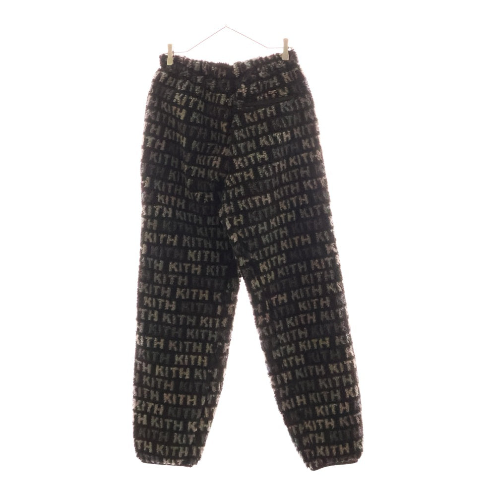 KITH(キス) Multi Monogram Jogger マルチ モノグラム ジャガード フリース ロングパンツ ブラック KHW060265