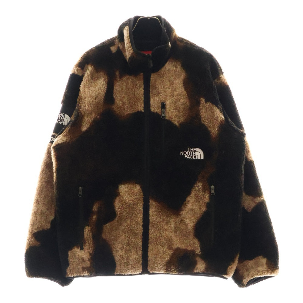 SUPREME(シュプリーム) 21AW ×THE NORTH FACE Bleached Denim Fleece Jacket ザ ノースフェイス ブリーチド デニム フリース ジャケット ブラウン/ブラック NA52100I