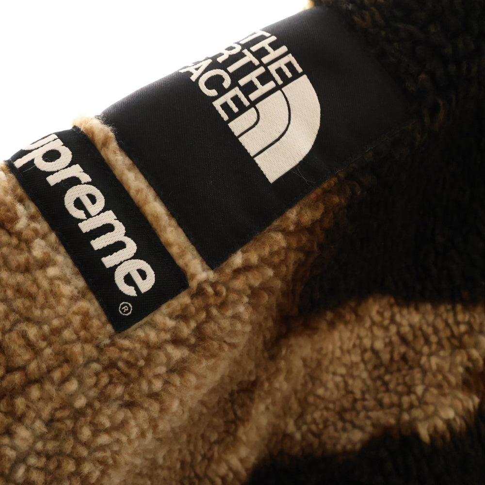 SUPREME(シュプリーム) 21AW ×THE NORTH FACE Bleached Denim Fleece Jacket ザ ノースフェイス ブリーチド デニム フリース ジャケット ブラウン/ブラック NA52100I