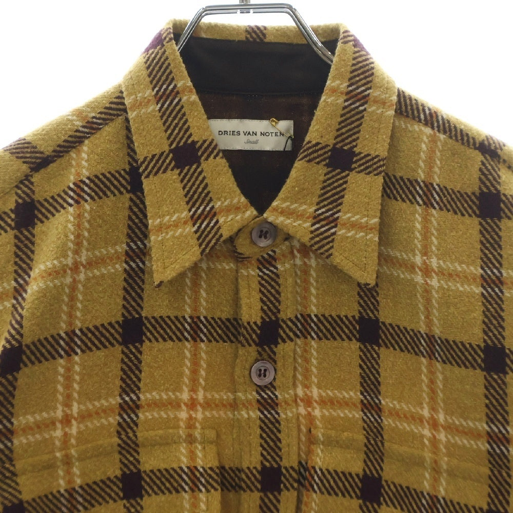 DRIES VAN NOTEN(ドリスヴァンノッテン) 24AW チェック総柄 フランネル ロングスリーブ 長袖シャツ ブラウン 242-020719-9292-202