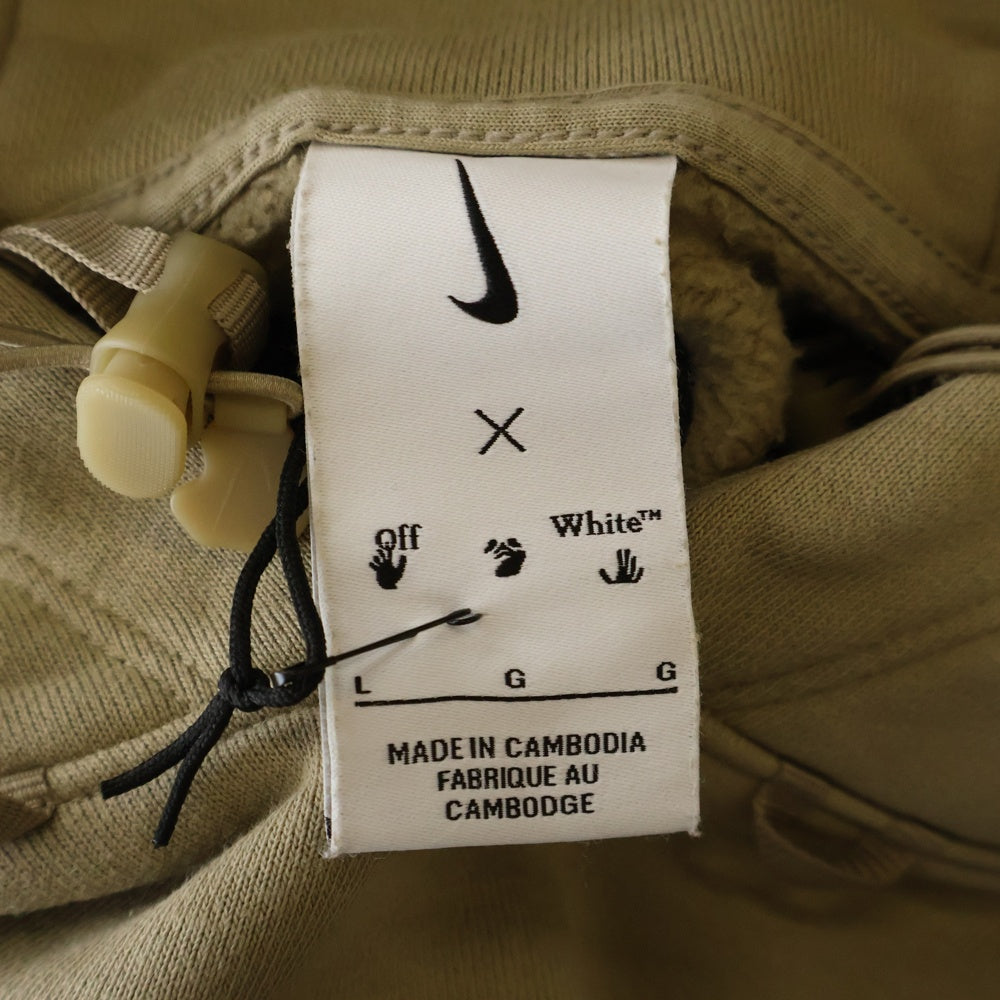 NIKE(ナイキ) ×OFF-WHITE AS M NRG FLC HOODIE オフホワイト ロゴ刺繍 スウェット プルオーバー パーカー ベージュ DN1760-247
