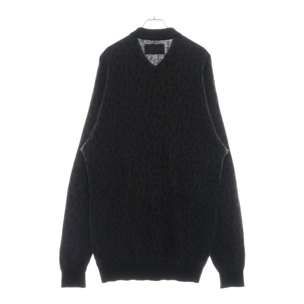 WACKO MARIA(ワコマリア) 23AW LEOPARD KNIT レオパード ニット ポロ セーター ブラック 23FW-WMK-KN20