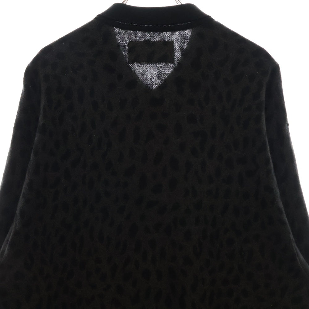 WACKO MARIA(ワコマリア) 23AW LEOPARD KNIT レオパード ニット ポロ セーター ブラック 23FW-WMK-KN20