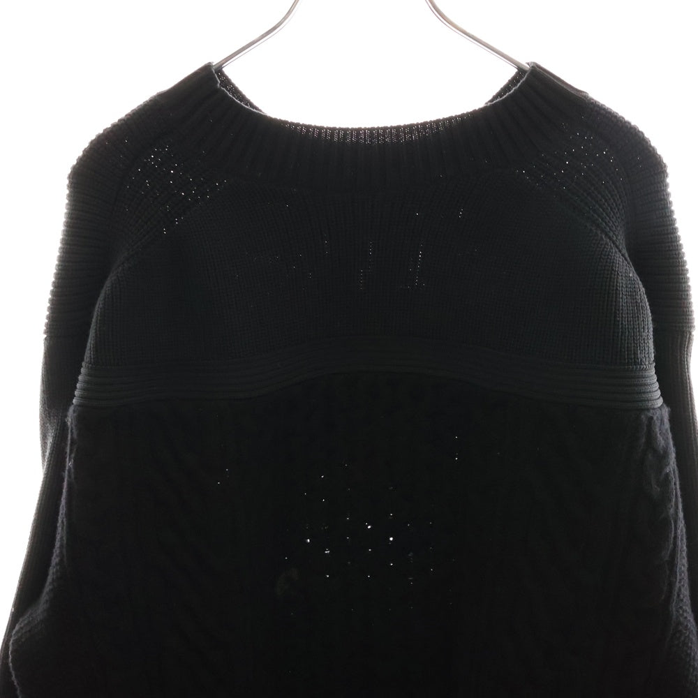 Sacai(サカイ) 24SS ケーブルニット切替 モックネック ニットセーター ネイビー 24-03577M